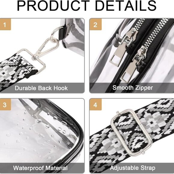 Clear Bag for Stadium Events, Clear Crossbody Bag Purses for women stadium Trans - Picture 6 of 7